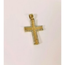 ΓΥΝΑΙΚΕΙΟΣ ΣΤΑΥΡΟΣ ΧΡΥΣΟ (ΚΕΝΤΡΟ) ΛΕΥΚΟ (ΠΕΤΡΕΣ ΖΙΡΓΚΟΝ) K14 CRWG82